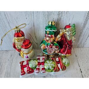 Santa snowman gingerbread ornament red Xmas tree lot set
